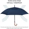 imageG4Free 5262inch Wooden J Handle Golf Umbrella Windproof UV Protection Classic Stick Wedding Cane Umbrellas Auto Open Cane Hook HandleBlue