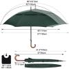 imageG4Free 5262inch Wooden J Handle Golf Umbrella Windproof UV Protection Classic Stick Wedding Cane Umbrellas Auto Open Cane Hook HandleDark Green