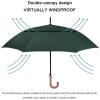 imageG4Free 5262inch Wooden J Handle Golf Umbrella Windproof UV Protection Classic Stick Wedding Cane Umbrellas Auto Open Cane Hook HandleDark Green