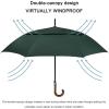 imageG4Free 5262inch Wooden J Handle Golf Umbrella Windproof UV Protection Classic Stick Wedding Cane Umbrellas Auto Open Cane Hook HandleDark Green