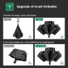 imageG4Free 54 Inch Large Double Layer Inverted Umbrella 12 Ribs Compact Windproof Automatic Folding Reverse Umbrella with Reflective StripBlack