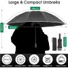 imageG4Free 54 Inch Large Double Layer Inverted Umbrella 12 Ribs Compact Windproof Automatic Folding Reverse Umbrella with Reflective StripBlack