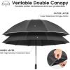 imageG4Free 54 Inch Large Double Layer Inverted Umbrella 12 Ribs Compact Windproof Automatic Folding Reverse Umbrella with Reflective StripBlack