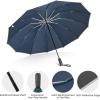 imageG4Free 54 Inch Large Double Layer Inverted Umbrella 12 Ribs Compact Windproof Automatic Folding Reverse Umbrella with Reflective StripBlackDark Blue