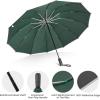 imageG4Free 54 Inch Large Double Layer Inverted Umbrella 12 Ribs Compact Windproof Automatic Folding Reverse Umbrella with Reflective StripBlackDark Green