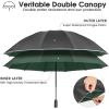 imageG4Free 54 Inch Large Double Layer Inverted Umbrella 12 Ribs Compact Windproof Automatic Folding Reverse Umbrella with Reflective StripBlackDark Green