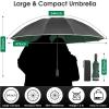 imageG4Free 54 Inch Large Double Layer Inverted Umbrella 12 Ribs Compact Windproof Automatic Folding Reverse Umbrella with Reflective StripBlackDark Green