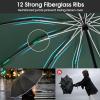 imageG4Free 54 Inch Large Double Layer Inverted Umbrella 12 Ribs Compact Windproof Automatic Folding Reverse Umbrella with Reflective StripBlackDark Green