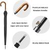 imageG4Free 54 Inch Large Windproof Umbrella for 2 Persons 16 Ribs Auto Open Classic Wooden J Handle Cane Stick Golf Rain Umbrellas for Men Women Travel 120cmBlack