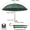 imageG4Free 54 Inch Large Windproof Umbrella for 2 Persons 16 Ribs Auto Open Classic Wooden J Handle Cane Stick Golf Rain Umbrellas for Men Women Travel 120cmDark Green