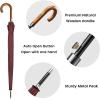 imageG4Free 54 Inch Large Windproof Umbrella for 2 Persons 16 Ribs Auto Open Classic Wooden J Handle Cane Stick Golf Rain Umbrellas for Men Women Travel 120cmBurgendy