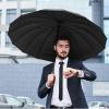 imageG4Free 54 Inch Large Windproof Umbrella for 2 Persons 16 Ribs Auto Open Classic Wooden J Handle Cane Stick Golf Rain Umbrellas for Men Women Travel 120cmBlack
