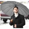 imageG4Free 54 Inch Large Windproof Umbrella for 2 Persons 16 Ribs Auto Open Classic Wooden J Handle Cane Stick Golf Rain Umbrellas for Men Women Travel 120cmGrey