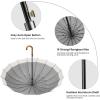 imageG4Free 54 Inch Large Windproof Umbrella for 2 Persons 16 Ribs Auto Open Classic Wooden J Handle Cane Stick Golf Rain Umbrellas for Men Women Travel 120cmIvoryGrey