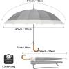 imageG4Free 54 Inch Large Windproof Umbrella for 2 Persons 16 Ribs Auto Open Classic Wooden J Handle Cane Stick Golf Rain Umbrellas for Men Women Travel 120cmIvoryGrey