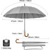 imageG4Free 54 Inch Large Windproof Umbrella for 2 Persons 16 Ribs Auto Open Classic Wooden J Handle Cane Stick Golf Rain Umbrellas for Men Women Travel 120cmGrey