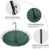 imageG4Free 54 Inch Large Windproof Umbrella for 2 Persons 16 Ribs Auto Open Classic Wooden J Handle Cane Stick Golf Rain Umbrellas for Men Women Travel 120cmIvoryGreen