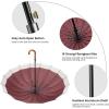 imageG4Free 54 Inch Large Windproof Umbrella for 2 Persons 16 Ribs Auto Open Classic Wooden J Handle Cane Stick Golf Rain Umbrellas for Men Women Travel 120cmIvoryBurgendy