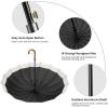 imageG4Free 54 Inch Large Windproof Umbrella for 2 Persons 16 Ribs Auto Open Classic Wooden J Handle Cane Stick Golf Rain Umbrellas for Men Women Travel 120cmIvoryBlack