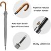 imageG4Free 54 Inch Large Windproof Umbrella for 2 Persons 16 Ribs Auto Open Classic Wooden J Handle Cane Stick Golf Rain Umbrellas for Men Women Travel 120cmGrey