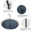 imageG4Free 54 Inch Large Windproof Umbrella for 2 Persons 16 Ribs Auto Open Classic Wooden J Handle Cane Stick Golf Rain Umbrellas for Men Women Travel 120cmIvoryBlue