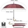 imageG4Free 54 Inch Large Windproof Umbrella for 2 Persons 16 Ribs Auto Open Classic Wooden J Handle Cane Stick Golf Rain Umbrellas for Men Women Travel 120cmIvoryBurgendy