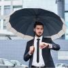 imageG4Free 54 Inch Large Windproof Umbrella for 2 Persons 16 Ribs Auto Open Classic Wooden J Handle Cane Stick Golf Rain Umbrellas for Men Women Travel 120cmIvoryBlue