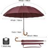 imageG4Free 54 Inch Large Windproof Umbrella for 2 Persons 16 Ribs Auto Open Classic Wooden J Handle Cane Stick Golf Rain Umbrellas for Men Women Travel 120cmBurgendy