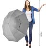 imageG4Free 5462 Inch Windproof Inverted Umbrella with Reflective Stripe Large Compact Reverse Golf Umbrella for Rain 10 Ribs Double Canopy Travel Umbrella Automatic Open CloseGrey