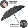 imageG4Free 5462 Inch Windproof Inverted Umbrella with Reflective Stripe Large Compact Reverse Golf Umbrella for Rain 10 Ribs Double Canopy Travel Umbrella Automatic Open CloseBlack