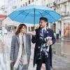 imageG4Free 5462 Inch Windproof Inverted Umbrella with Reflective Stripe Large Compact Reverse Golf Umbrella for Rain 10 Ribs Double Canopy Travel Umbrella Automatic Open CloseSky Blue