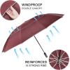 imageG4Free 5462 Inch Windproof Inverted Umbrella with Reflective Stripe Large Compact Reverse Golf Umbrella for Rain 10 Ribs Double Canopy Travel Umbrella Automatic Open CloseBurgundy