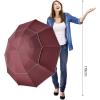 imageG4Free 5462 Inch Windproof Inverted Umbrella with Reflective Stripe Large Compact Reverse Golf Umbrella for Rain 10 Ribs Double Canopy Travel Umbrella Automatic Open CloseBurgundy