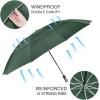 imageG4Free 5462 Inch Windproof Inverted Umbrella with Reflective Stripe Large Compact Reverse Golf Umbrella for Rain 10 Ribs Double Canopy Travel Umbrella Automatic Open CloseDark Green