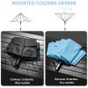 imageG4Free 5462 Inch Windproof Inverted Umbrella with Reflective Stripe Large Compact Reverse Golf Umbrella for Rain 10 Ribs Double Canopy Travel Umbrella Automatic Open CloseSky Blue