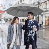 imageG4Free 5462 Inch Windproof Inverted Umbrella with Reflective Stripe Large Compact Reverse Golf Umbrella for Rain 10 Ribs Double Canopy Travel Umbrella Automatic Open CloseGrey