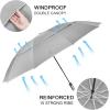 imageG4Free 5462 Inch Windproof Inverted Umbrella with Reflective Stripe Large Compact Reverse Golf Umbrella for Rain 10 Ribs Double Canopy Travel Umbrella Automatic Open CloseGrey