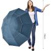 imageG4Free 5462 Inch Windproof Inverted Umbrella with Reflective Stripe Large Compact Reverse Golf Umbrella for Rain 10 Ribs Double Canopy Travel Umbrella Automatic Open CloseBlue