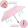 imageG4Free 5462 Inch Windproof Inverted Umbrella with Reflective Stripe Large Compact Reverse Golf Umbrella for Rain 10 Ribs Double Canopy Travel Umbrella Automatic Open ClosePink