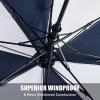 imageG4Free 62 Inch Portable Golf Umbrella Large Oversize Double Canopy Vented Windproof Waterproof Automatic Open Stick Umbrellas for Men and WomenDark BlueBlueWhite
