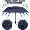 imageG4Free 62 Inch Portable Golf Umbrella Large Oversize Double Canopy Vented Windproof Waterproof Automatic Open Stick Umbrellas for Men and WomenDark BlueDark Blue