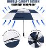 imageG4Free 62 Inch Portable Golf Umbrella Large Oversize Double Canopy Vented Windproof Waterproof Automatic Open Stick Umbrellas for Men and WomenDark BlueBlueWhite