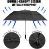 imageG4Free 62 Inch Portable Golf Umbrella Large Oversize Double Canopy Vented Windproof Waterproof Automatic Open Stick Umbrellas for Men and WomenDark BlueBlack