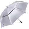 imageG4Free 72 Inch Huge Golf Umbrella UV Protection Auto Open Windproof Umbrella Oversized Extra Large Vented Double Canopy for FamilySilverBlack