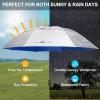 imageG4Free 80 Inch Huge Large Oversize Golf Umbrella Double Canopy Vented Windproof Stick Umbrellas 66 Ft Heavy Duty for Outdoor Doorman FamilySilverBlue