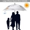imageG4Free Extra Large Golf Umbrella 6268 inch Square Vented Windproof Auto Open Double Canopy Oversized Stick UmbrellaUV Silver