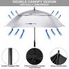 imageG4Free Extra Large Golf Umbrella 6268 inch Square Vented Windproof Auto Open Double Canopy Oversized Stick UmbrellaUV Silver