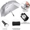 imageG4Free Extra Large Golf Umbrella 6268 inch Square Vented Windproof Auto Open Double Canopy Oversized Stick UmbrellaUV Silver