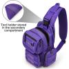 imageG4Free Tactical EDC Sling Bag Pack with Adjustable Holder Sling Shoulder Assault Range BackpackBlackDark Purple
