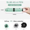 imageG4Free Travel Umbrella Compact Ultralight UPF 50 UV Protection Carbon Fiber Super Slim Small Mini Umbrella Weighs Only 4 ozUltraLight Light Green